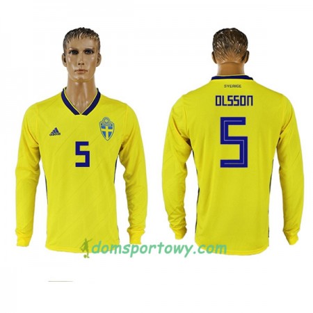 Koszulka Szwecja Olsson 5 Domowe Koszulki Piłkarskie Mistrzostwa Świata 2018 Długi Rękaw